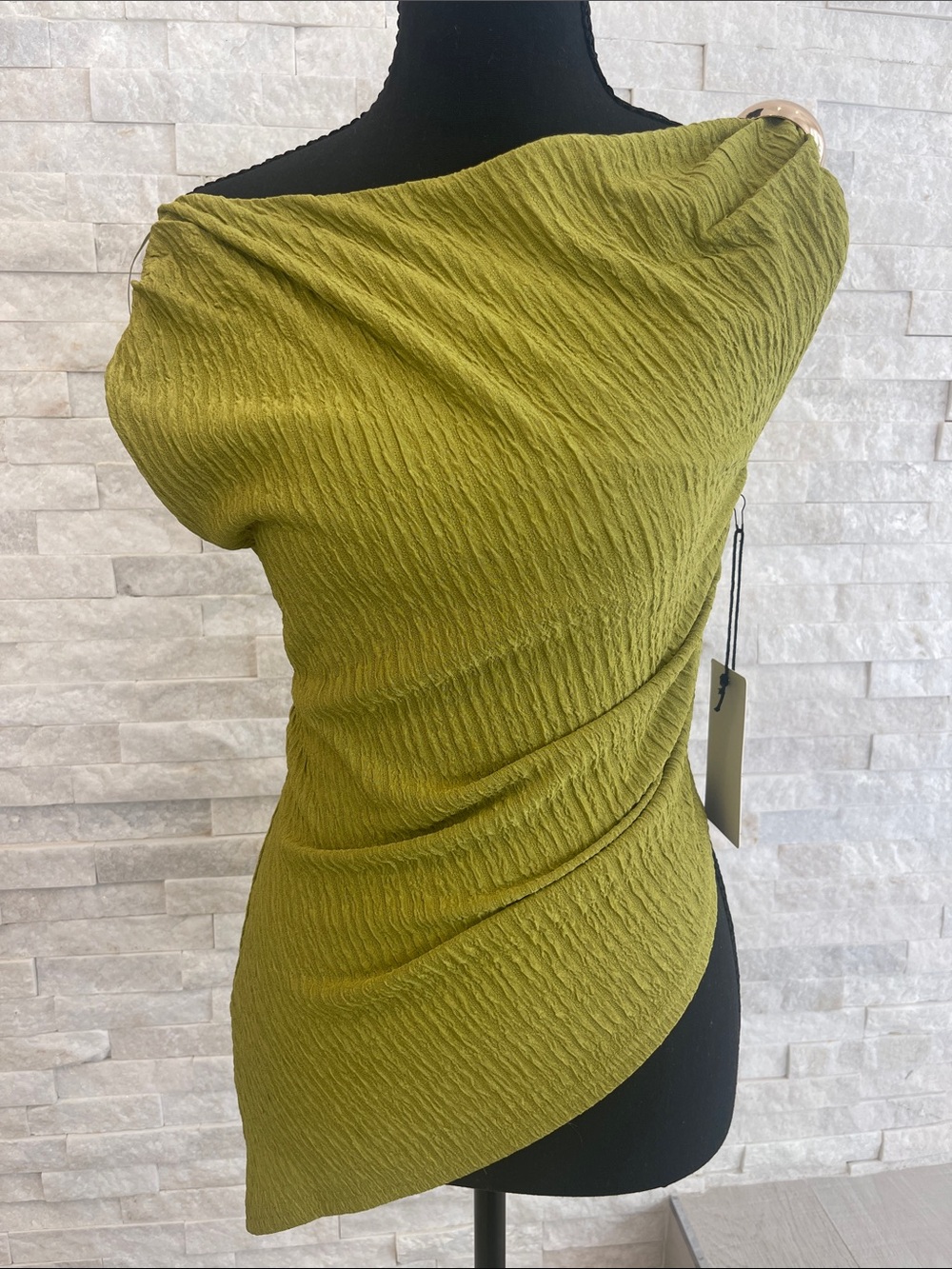 Asymmetric Olive Green Draped Top